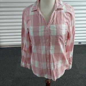 Pendleton Pink and White Plaid Button-Down Shirt